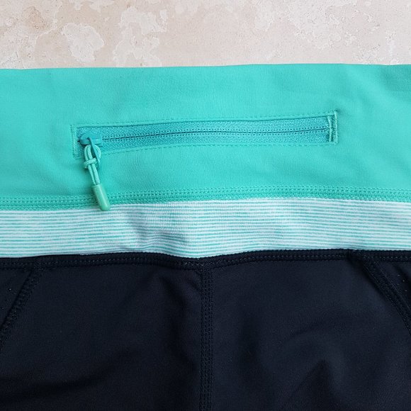 NWOT Lululemon Crop Leggings (Black/Aqua) - Picture 6 of 10